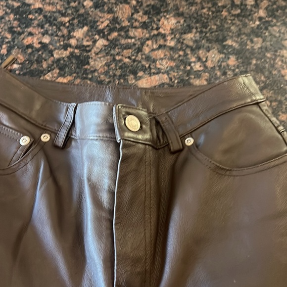 Newport News Dark Brown Leather Pants size 6 tall - Picture 4 of 6